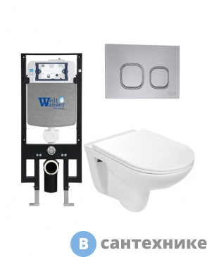 картинка Унитаз с инсталляцией WELTWASSER и кнопкой смыва (AMBERG 497 + BAARBACH 004 GL-WT + AMBERG RD-CR)