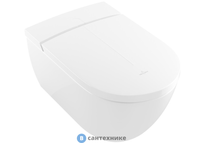 Унитаз подвесной Villeroy & Boch Viclean V0E100R1 с открытым смывным краем, с сиденьем, альпийский белый