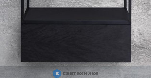 Тумба под раковину Cezares CADRO-70-1C-SO-NR-BLUM под металлический каркас подвесная с одним выкатным ящиком c механизмами PUSH (BLUM) и функцией плавного закрывания, без верхней крышки Nero (70х46х25)