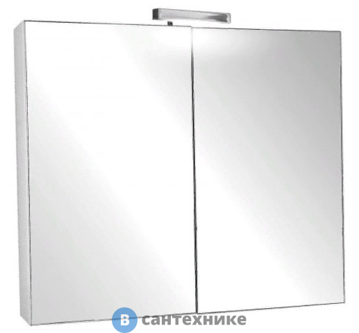 Аптечка зеркальная Jacob Delafon PRESQU`ILE EB928-J5 галогеновый светильник, 2 зерк.дверцы, 2 стекл.полочки, розетка с выключателем /80х65х15,5/ (лак бел)