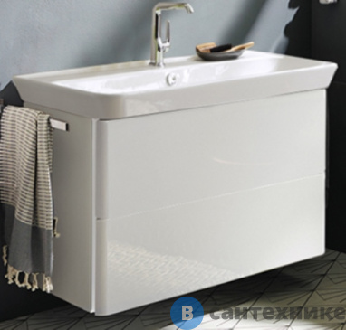 картинка Тумба Burgbad Iveo подвесная с умывальником с 1 отв под смес. 1000х492х721 мм.2 выдв. ящика, сифон в компл. F2833 белый глянц. (SFEN100F2833G0161C0001*1)