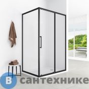 Душевое ограждение Loranto CS-AB02B-128 120x80x190, профиль черный матовый, 6 мм прозрачное стекло