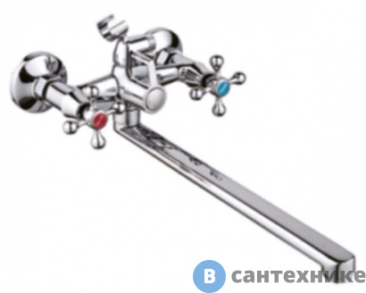 картинка Смеситель Potato Р2365-35 универсальный с прямым плоским изливом и переключателем для душа