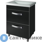 Тумба под раковину Какса-а ХИЛТОН 60 чёрный напольная 2 ящика (под ум. Фостер-60)