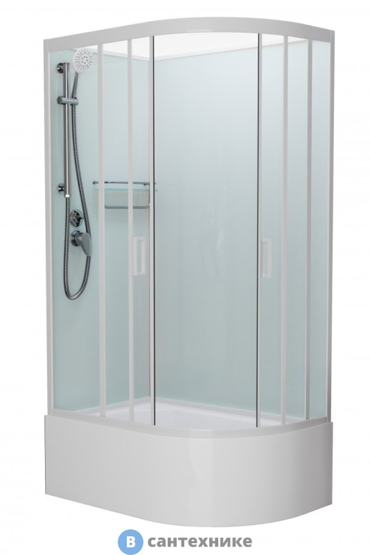 Душевая кабина Frank F412/2L М White левосторонняя высокий поддон б/к (без крыши) матовое стекло