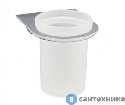 картинка Стакан для зубных щеток WasserKRAFT Kammel K-8328 стеклянный металл, хромоникелевое покрытие, матовое стекло