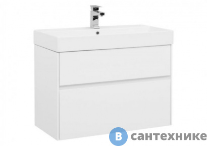 картинка Тумба под раковину Aquanet Бруклин 85 белый глянец (203960)