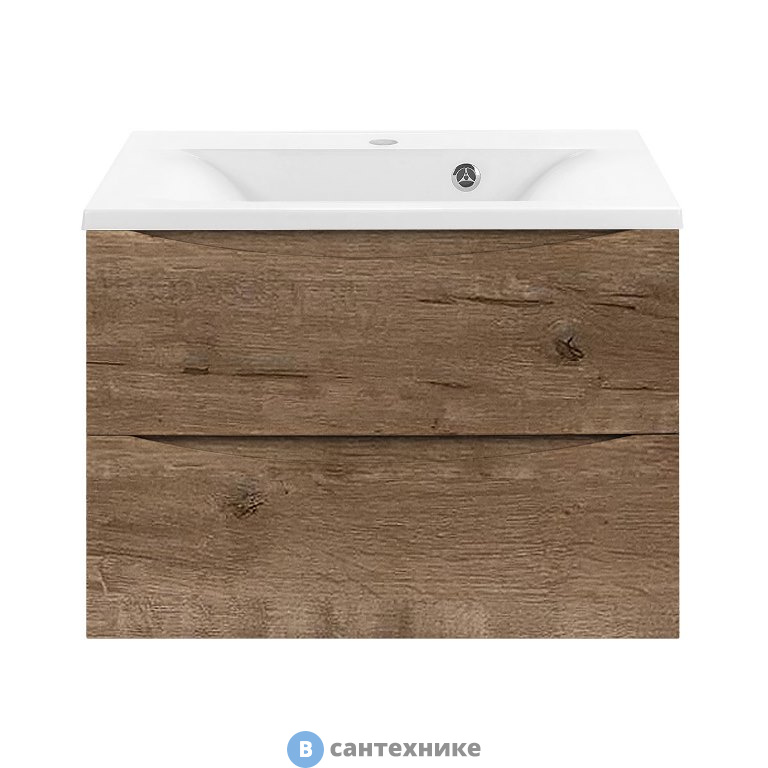 Тумба под раковину Vincea Mia 650 подвесная, 2 выкатных ящика soft close, V.Oak (VMC-2MA650VO)