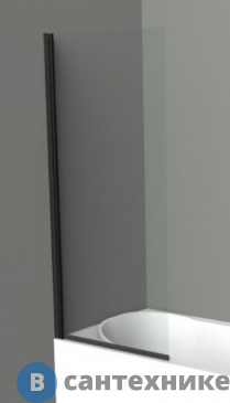 картинка Душевая шторка BelBagno UNO-V-1-90/150-C-NERO 900x1500 на ванну