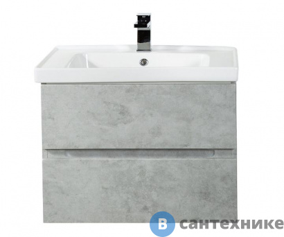 картинка Тумба под раковину Art & MAX TECHNO AM-Techno-700-2C-SO-LS935 подвесная с двумя выкатными ящиками, бетон лофт натуральный