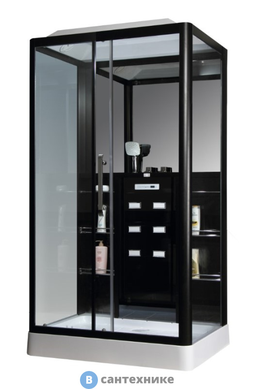 Душевая кабина Loranto CS 129 3A L 90*150*215 см чёрная (левая)