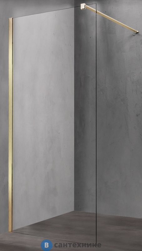 Душевая перегородка Vincea Walk-In VSW-1H100CLG, 1000*2000, матовый золотой, стекло прозрачное
