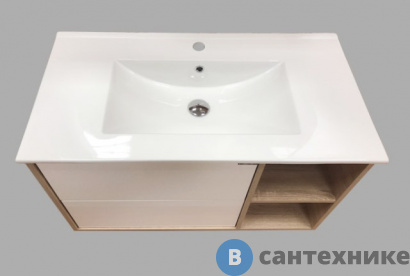 картинка Тумба Comforty Гамбург-90 дуб сонома с раковиной COMFORTY 90E