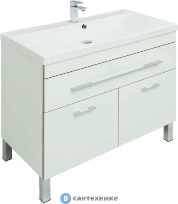 Тумба с раковиной Aquanet Верона 90 белый (напольная 1 ящик 2 дверцы) (287673)