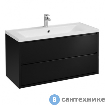 картинка Тумба с раковиной Акватон Римини 80 new черный глянец / Айрис 80 (1A2267K3RN950)