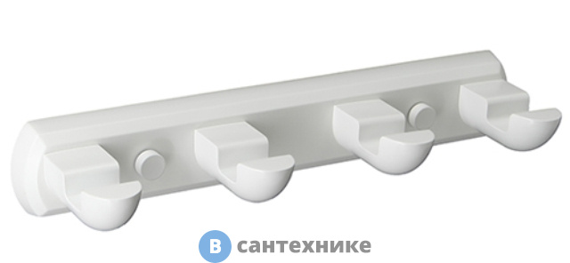 Кронштейн настенный WasserKRAFT Kammel K-8374 White, 4 крючка металл, белая порошковая краска