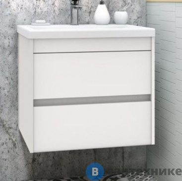 картинка Тумба под раковину Art & MAX FAMILY Family-580-2C-SO-BL подвесная с двумя выкатными ящиками, Bianco Lucido, 580x480x550