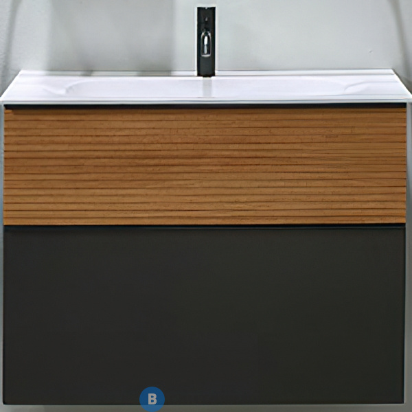 Тумба Burgbad Fiumo с раковиной с 1 отв под смес. 820х490х610 мм, верхний ящик в цвете FOT52, нижний ящик и база цвет F3958, ручка G0200 (SFXN082F3958FOT52G0200C0001*1)