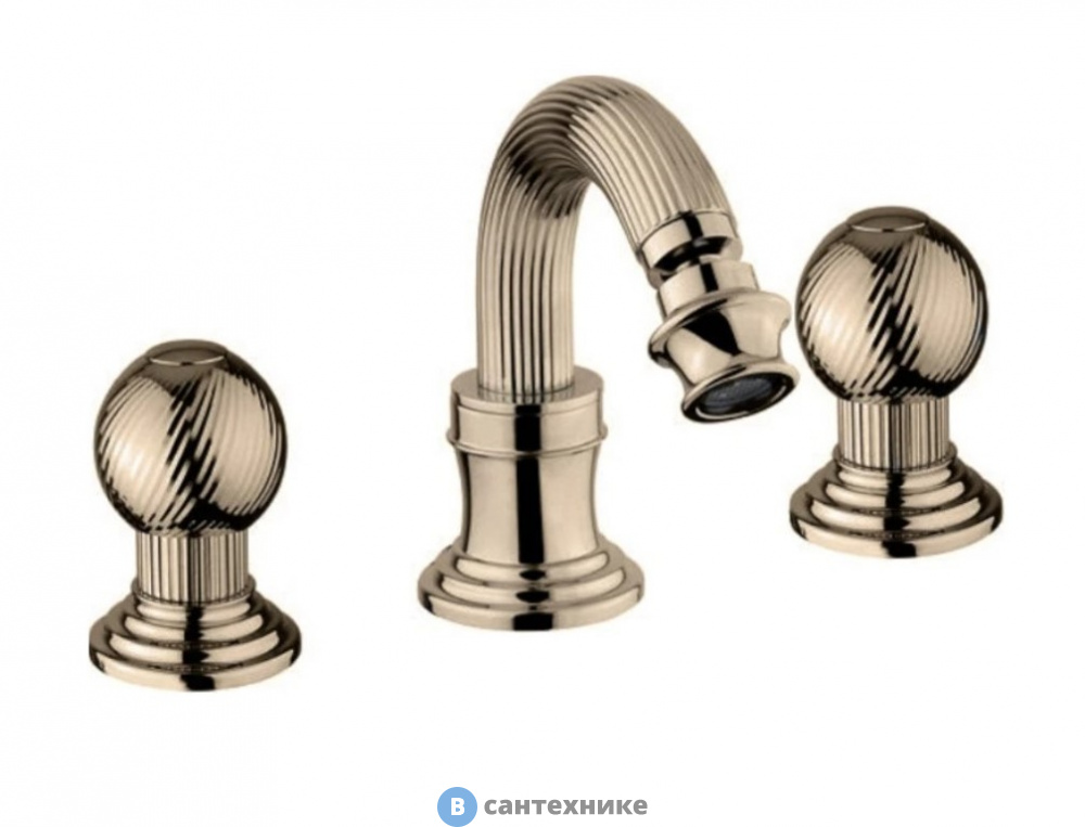 Смеситель Cezares OLIMP-BBS2-02-M для биде на три отверстия с донным клапаном, бронза