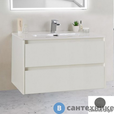 картинка Тумба под раковину BelBagno KRAFT 39 подвесная с двумя выкатными ящиками, Cemento Grigio, 800х390x500 (KRAFT 39-800/390-2C-SO-CG)