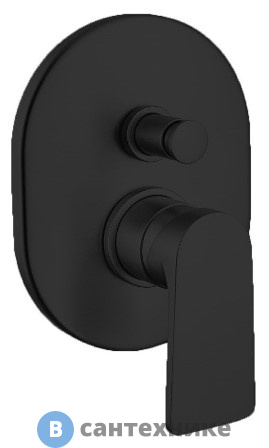 Смеситель Cezares LAGOS-VDIM-NOP встраиваемый, однорычажный для душа с переключателем на 2 выхода, чёрный матовый