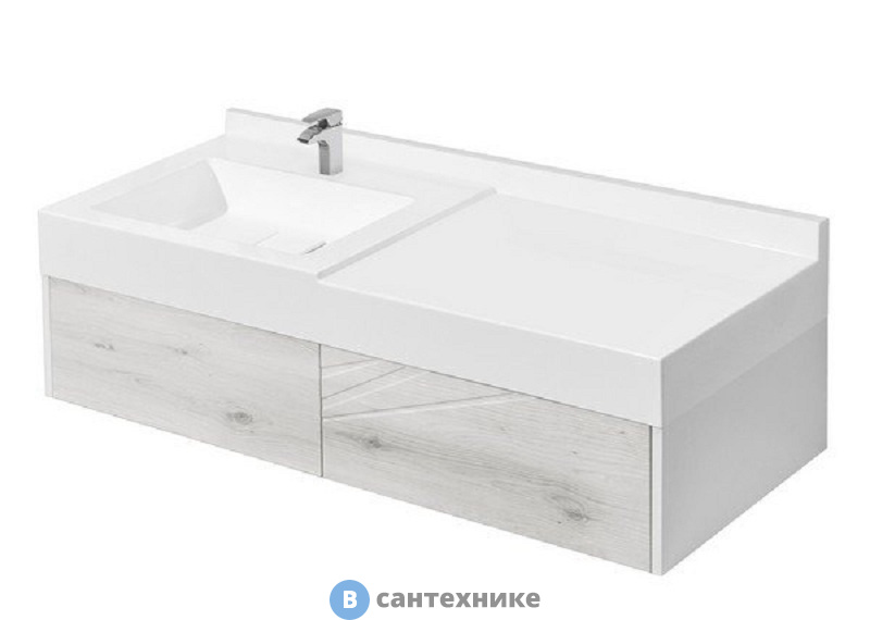 Тумба под раковину Акватон Сакура 120 Ольха Наварра/Белый глянец (1A219701SKW80)