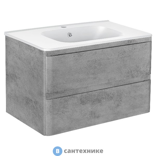 Тумба под раковину Vincea Vico 800 подвесная, 2 выкатных ящика soft close, Beton (VMC-2V800BT)