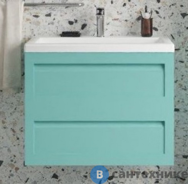 картинка Тумба под раковину Art & MAX PLATINO AM-Platino-580-2C-SO-MM подвесная с двумя выкатными ящиками, светло-зеленый матовый