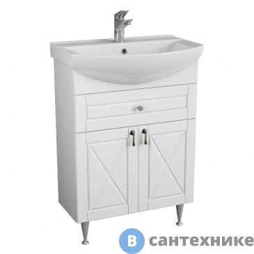 картинка Тумба под раковину Merkana Прованс 65 с ящ, белый мат. (35672)