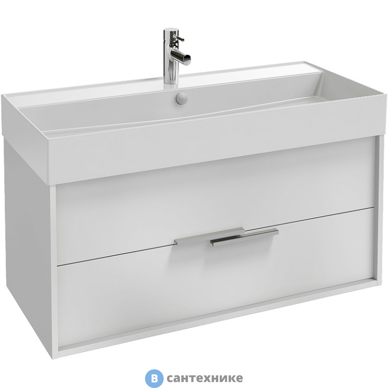 Тумба под раковину Jacob Delafon VIVIENNE EB1668-J5-J5 100 см, корпус белый блестящий, фасад белый блестящий