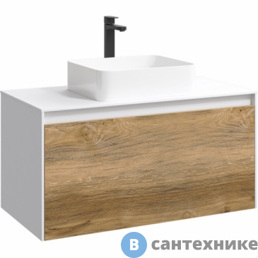 картинка Корпус тумбы под умывальник Aqwella Mobi 100 подвесной белый, без фасада (MOB0110W)