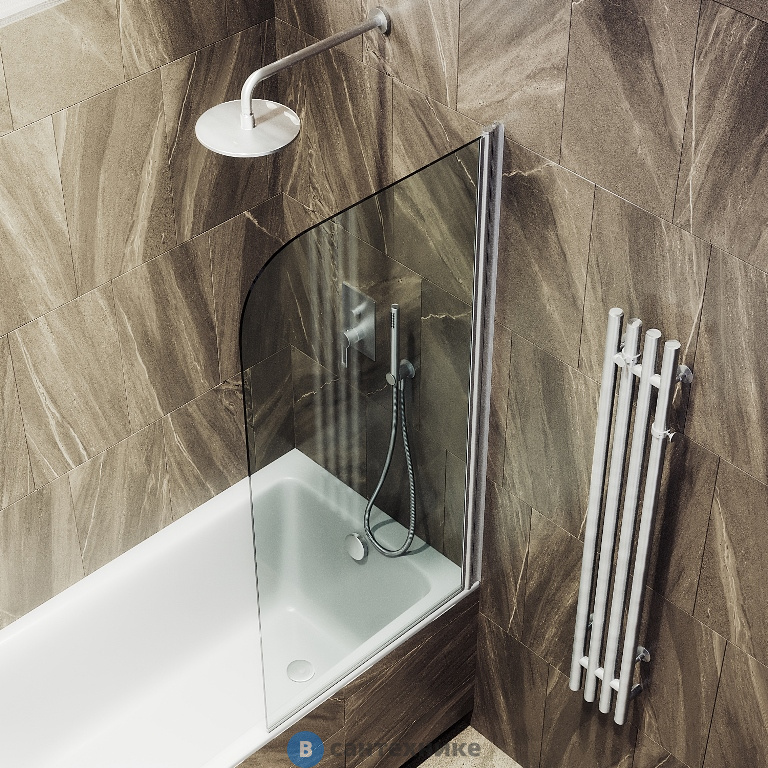 Шторка для ванны поворотная на монопетле MaybahGlass 1400*800 Стекло 6 мм Бесцветное (MGV-600-5)