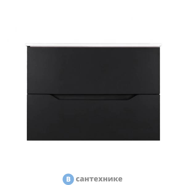 Тумба Orange Li-80Tub+Ra подвесная Line 80 чёрная с раковиной, чёрный матовый, 82х53х47 см