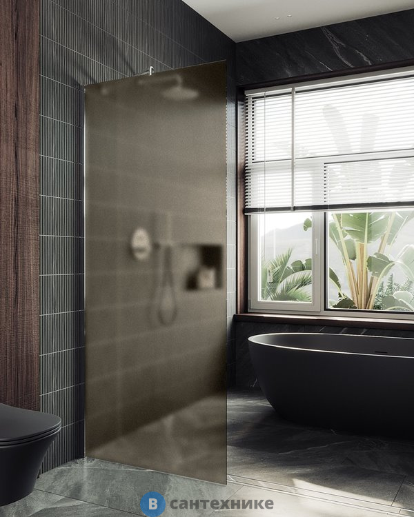 Душевая перегородка в профиле MaybahGlass 1950*690 Стекло 8 мм Бронза матовая (MGD-703-5ш)