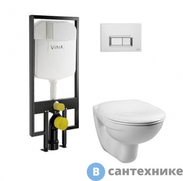 картинка Унитаз с инсталляцией Vitra Normus 9773B003-7200 (инстал.+кн.гл.хром сид микролифт)
