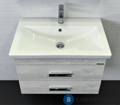 картинка Тумба Comforty Никосия-70Н дуб белый с раковиной COMO 70