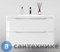 Тумба под раковину Style line подвесная Марелла 90 (2 ящ.) Люкс антискрейтч белый глянец, PLUS (2000672569001)