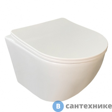 картинка Унитаз подвесной Comforty 103, безободковый, сиденье дюропласт softclose тонкое, быстросъёмное (00-00003086)