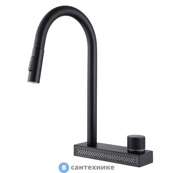 Смеситель ABBER Wasser Kreis AF8114B для кухни с выдвижной лейкой, черный матовый