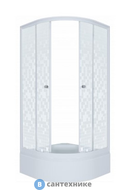 Душевой уголок Тритон Стандарт 100*100 В 1/4 круга, сред. подд., Аква, Мозаика, Белый (DK61_2)