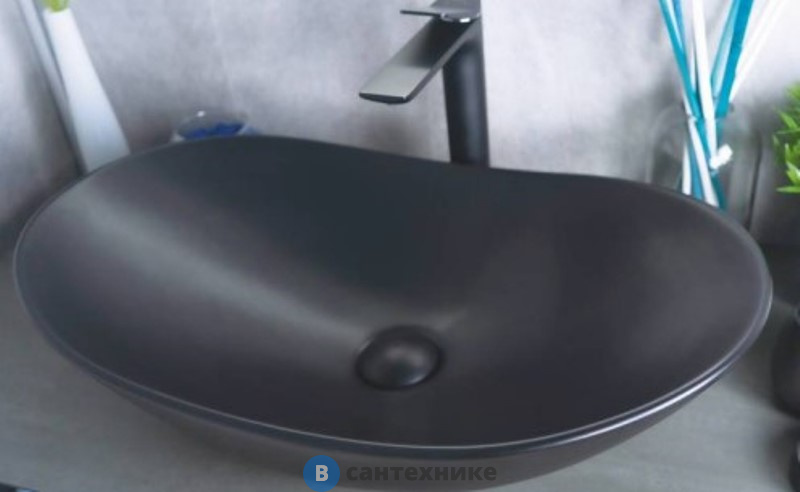 Раковина накладная GID-ceramic Bm9811 черный матовый (610х370х150)