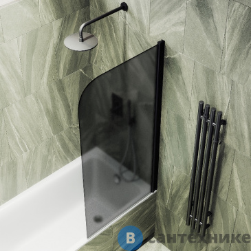 картинка Шторка для ванны поворотная на монопетле MaybahGlass 1400*800 Стекло 6 мм Графит матовый (MGV-624-6)