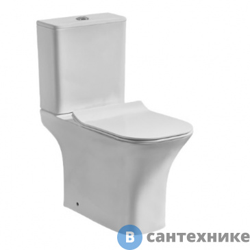 картинка Унитаз с бачком Orange C02-000W безободковый с горизонтальным выпуском, ультратонкое и быстросъёмное сиденье из дюропласта с функцией плавного закрывания Soft-close