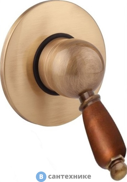 Смеситель Cezares ELITE-DIM-02-Nc встраиваемый однорычажный для душа, бронза, ручка орех