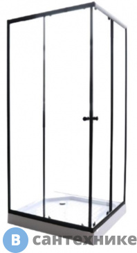 картинка Душевой уголок Parly ZEQ911B (90*90*190) прозрачное стекло, проф. чёрный, низкий квадрат. поддон