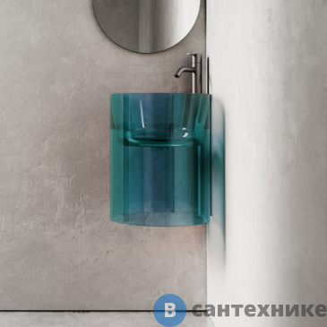 картинка Раковина ABBER Kristall AT2705Aquamarin подвесная прозрачная угловая бирюзовая