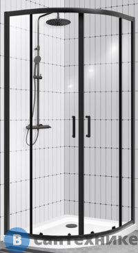 картинка Душевой уголок BelBagno UNO-195-R-2-90-P-NERO 900x900x1950, без поддона