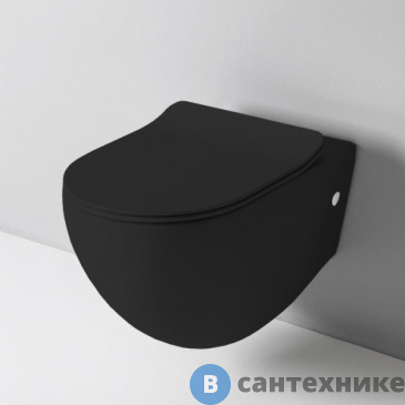 картинка Унитаз подвесной Artceram FILE 2.0 безободковый 36х52 см, с креплениями, чёрный матовый (FLV004 17 30), без сиденья