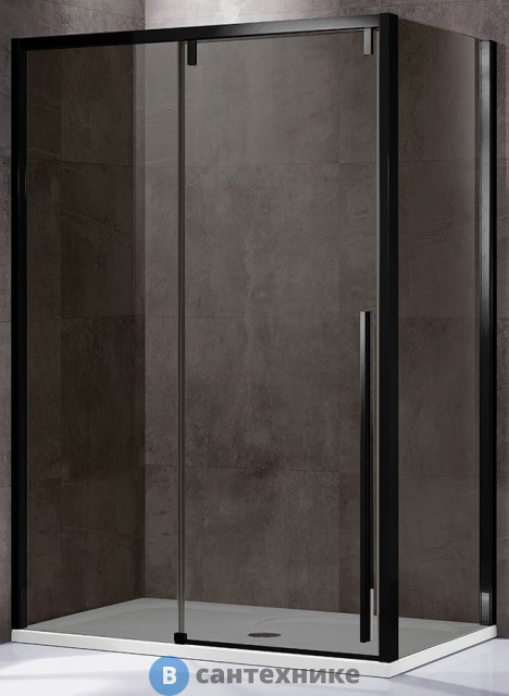 Душевой уголок Vincea Lugano VSR-1L9012CGB-1, 1200*900, черный, стекло тонированное, без поддона