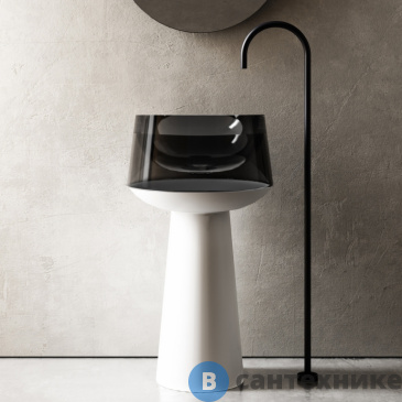 картинка Раковина ABBER Kristall AT2706White-Onyx отдельностоящая прозрачная белый/черный